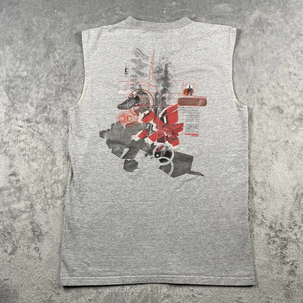 Vtg Nike Shox Shirt Mens Size Small Grey Boing Sleeveless Graphic Print Tank USA